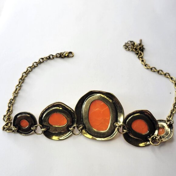 Orange Cabochon Style Choker Necklace - Picture 5 of 10